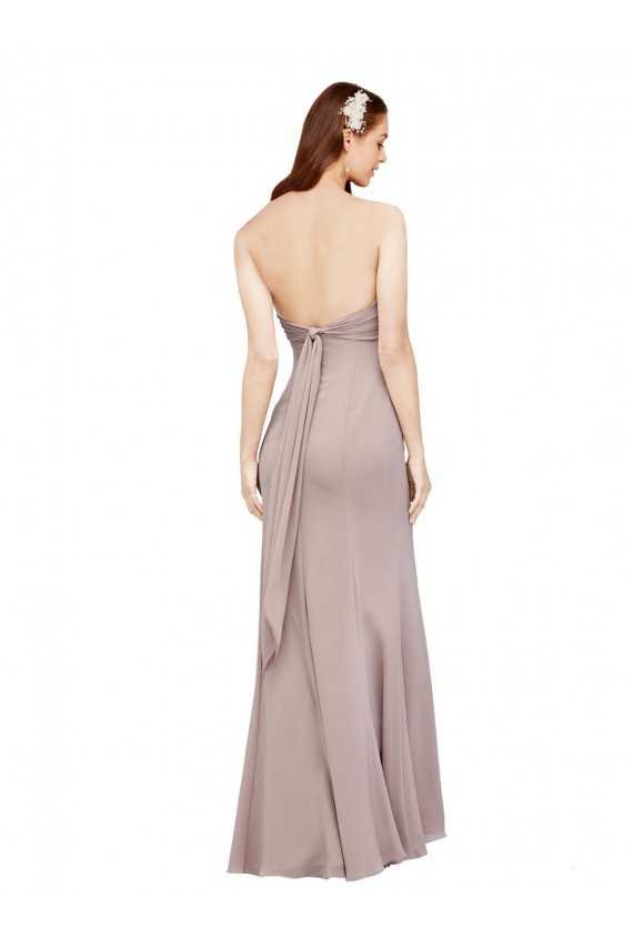 Outlet Fit and Flare Long Chiffon Prom Dress with Sash and Open Back
