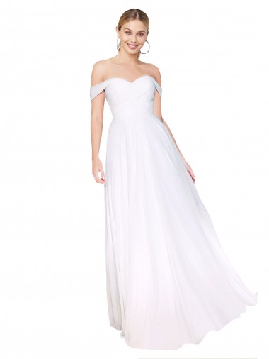 Outlet Off the Shoulder Long Full Length Chiffon Prom Dress