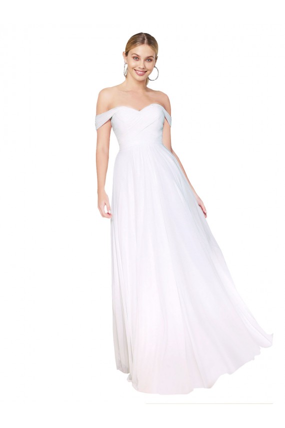 Outlet Off the Shoulder Long Full Length Chiffon Prom Dress