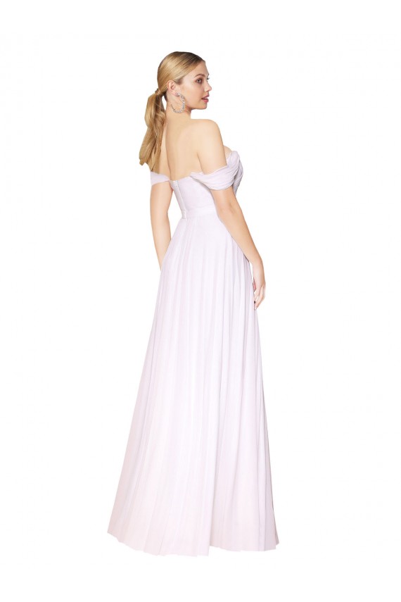 Outlet Off the Shoulder Long Full Length Chiffon Prom Dress