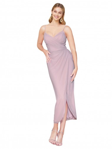 Outlet Short Knee Length Chiffon Wrap Cocktail Prom Dress / Homecoming Dress with Straps