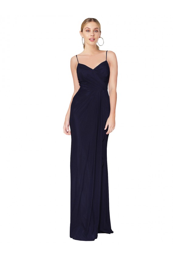 Outlet Draped Spaghetti Straps Long Chiffon Mermaid Prom Dress