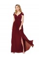 Outlet Off the Shoulder Long Chiffon Prom Dress with Side Slit