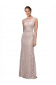 Outlet Long Sleeveless All Lace Prom Dress with Scoop Neckline
