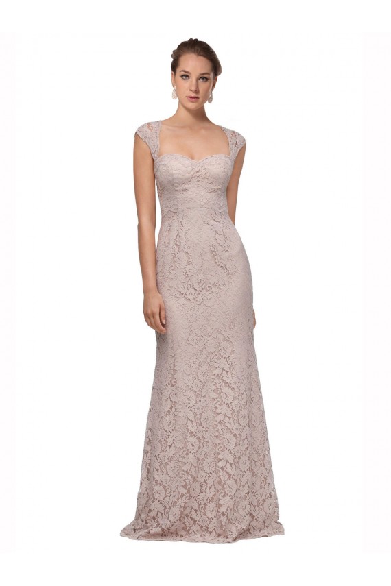 Outlet Sweetheart Neckline Cap Sleeves Lace Prom Dress with Twist