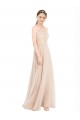 Outlet High Halter Neck Illusion Lace Prom Dress with Chiffon Skirt and Keyhole Back