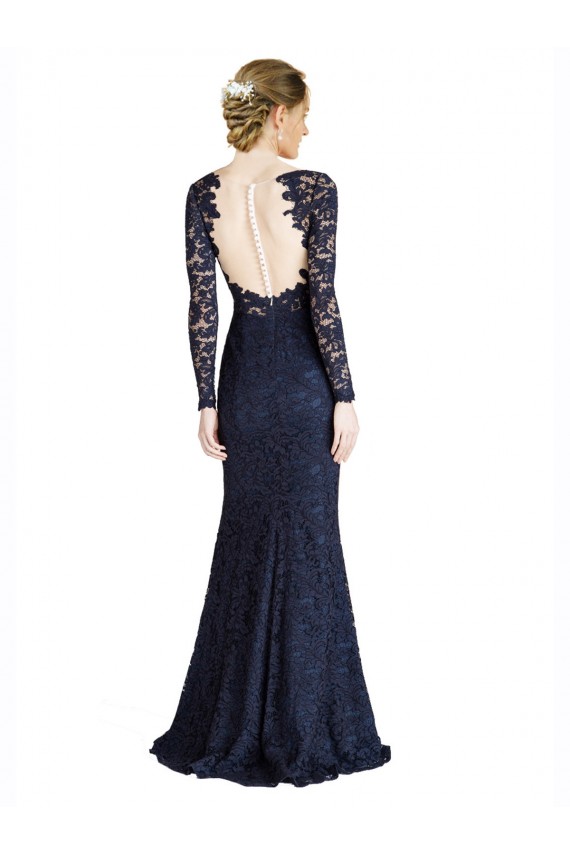 Outlet Illusion Long Sleeves Lace Prom Dress with Sheer Keyhole Back