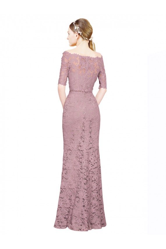 Outlet Short Sleeves Crop Top Mermaid Lace Prom Dress