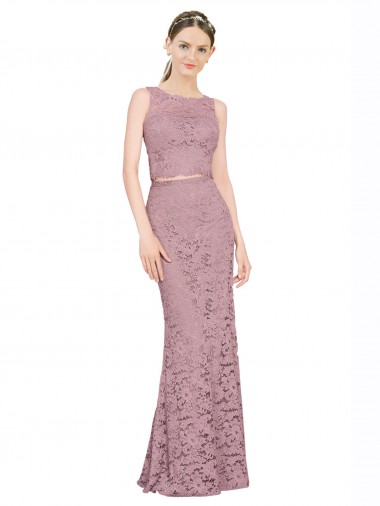 Outlet Sleeveless Crop Top High Neck Mermaid Lace Prom Dress