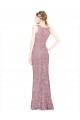 Outlet Sleeveless Crop Top High Neck Mermaid Lace Prom Dress