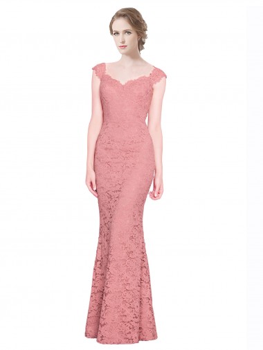 Outlet Sweetheart Mermaid Long Lace Prom Dress with Wide Straps