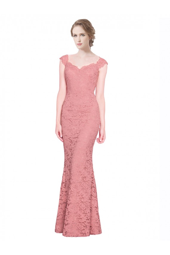 Outlet Sweetheart Mermaid Long Lace Prom Dress with Wide Straps