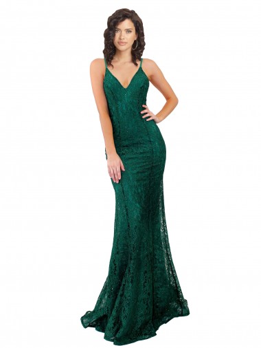 Outlet Black Tie Sleek Fishtail Shaped Long Lace Prom Dress