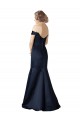Outlet Fit and Flare Satin Prom Dress with Off the Shoulder Neckline