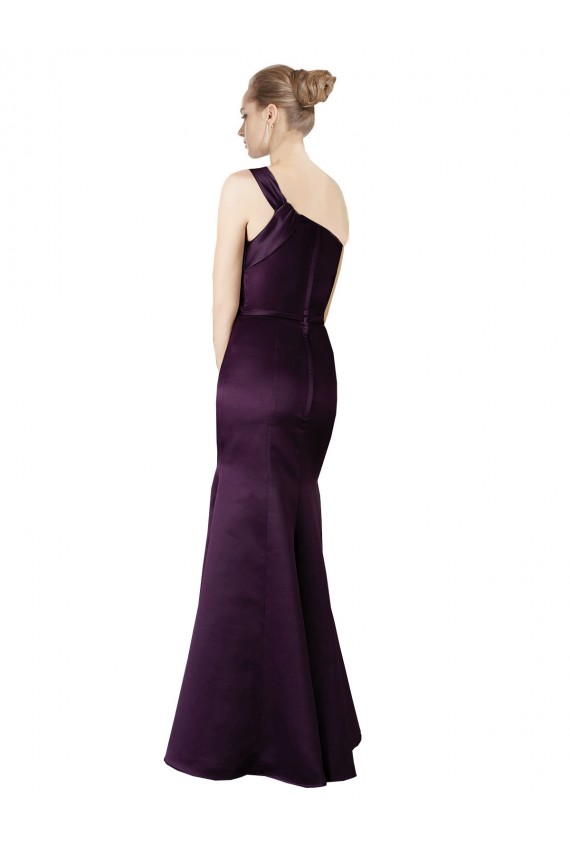 Outlet Long Ruched Neckline One Shoulder Satin Prom Dress