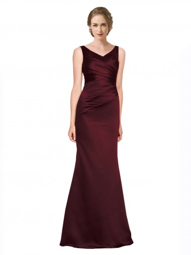 Outlet Figure Shaping Satin Prom Dress with Structured Pleats