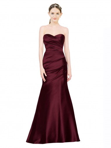 Outlet Mermaid Sweetheart Soft Satin Prom Dress with Pleats