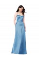 Outlet Crossing Strap Back Pleated Bodice Long Satin Prom Dress