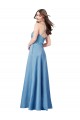 Outlet Crossing Strap Back Pleated Bodice Long Satin Prom Dress