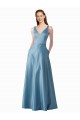 Outlet Classic Satin V-Neck A-Line Prom Dress with Pockets