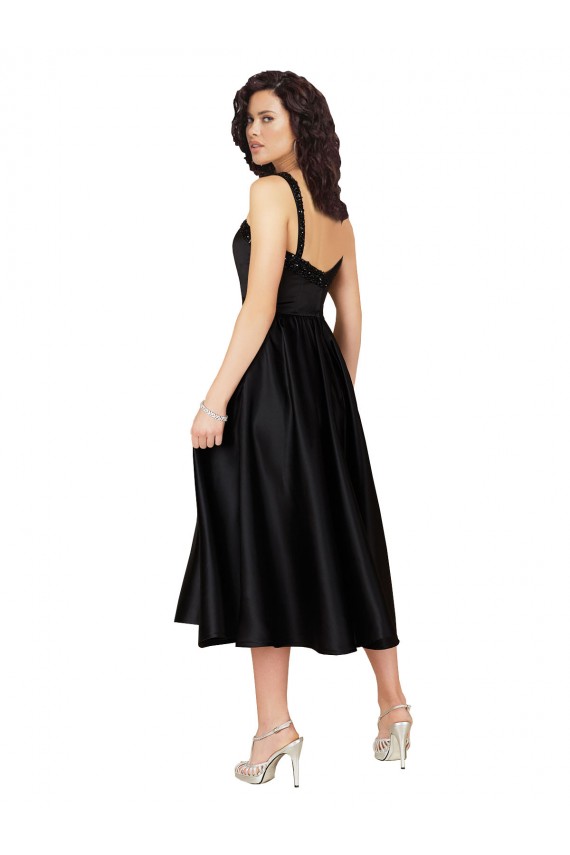 Outlet Short Square Neck Satin Cocktail Prom Dress / Homecoming Dress with Beading