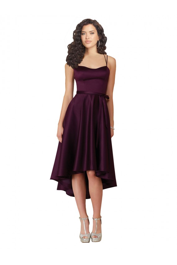 Outlet Elegant High Low Satin Prom Dress with Criss Cross Back