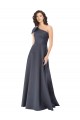 Outlet Rouched One Shoulder Floor Length Satin Prom Dress with Bow