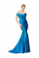 Outlet Off the Shoulder Long Chapel Train Satin Prom Dress