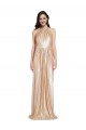 Outlet Floor Length Halter Neck Sparkling Sequin Prom Dress with Pleats