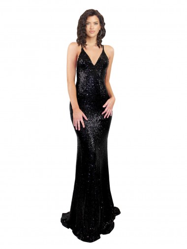 Outlet Sleek Fishtail Shaped Open Back Sequin Prom Dress