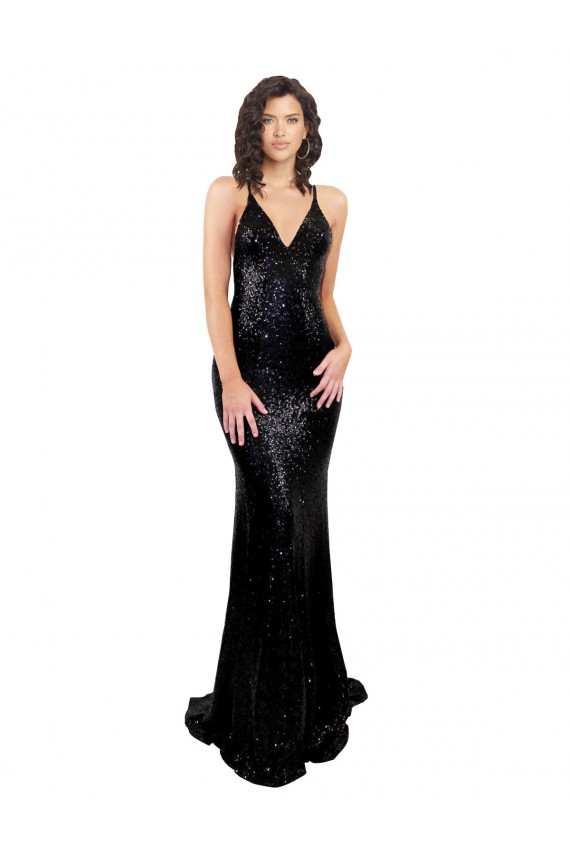 Outlet Sleek Fishtail Shaped Open Back Sequin Prom Dress