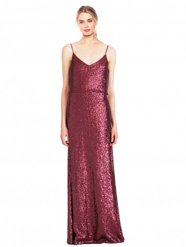 Outlet High Neck Halter Long Slim Sequin Prom Dress with V-Neck and Blouson Bodice