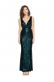 Outlet V-Neck Full Length Sequin Prom Dress with Draped Back