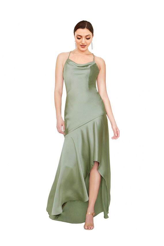 Outlet Silky Satin Prom Dress with Bias Cut Skirt