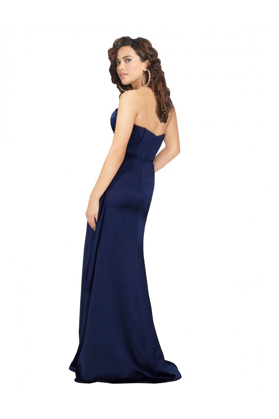 Outlet Floor Length Wrap Skirt Silky Satin Prom Dress