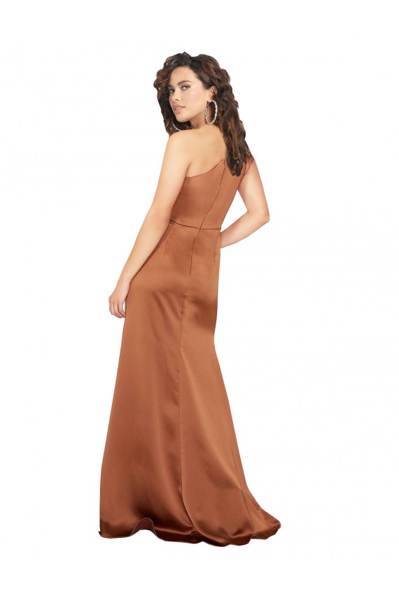 Outlet One Shoulder Silky Satin Prom Dress