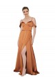 Outlet Silky Satin Prom Dress with Bustier Bodice