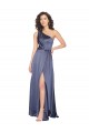 Outlet Draped Silky Satin Prom Dress with Tied Waist