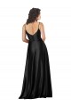 Outlet Full Length V-Neckline Silky Satin Prom Dress with Full Skirt