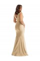 Outlet Shirred Shoulder Silky Satin Mermaid Prom Dress