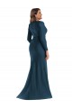 Outlet Long Sleeves Draped Wrap Silky Satin Mermaid Prom Dress with Front Slit