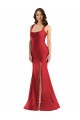 Outlet Square Neck Silky Satin Mermaid Prom Dress with Side Slit