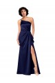 Outlet One Shoulder Silky Satin Prom Dress with Skirt Slit
