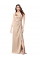 Outlet Silky Satin Prom Dress with Draped Surplice Bodice