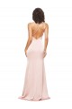 Outlet Full Length Ruched Silky Satin Prom Dress with Low Back and High Split