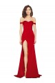 Outlet Off the Shoulder Sweetheart Bustier Style Silky Satin Prom Dress with Side Split
