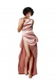 Outlet Low Back One Shoulder Full Length Silky Satin Prom Dress