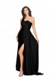 Outlet Floor Length One Shoulder Silky Satin Prom Dress with Side Slit