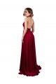 Outlet A-Line Halter Plunge V-Neckline Open Back Spandex Prom Dress with Slit