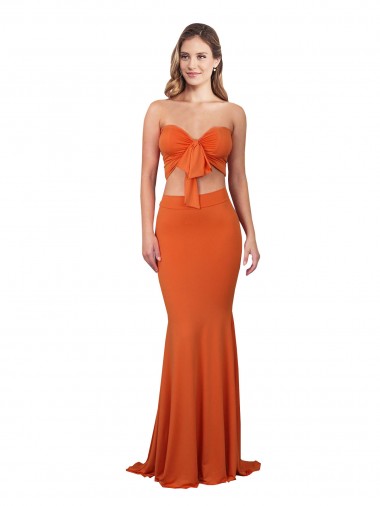 Outlet Strapless Bandeau Bodice Long Spandex Prom Dress